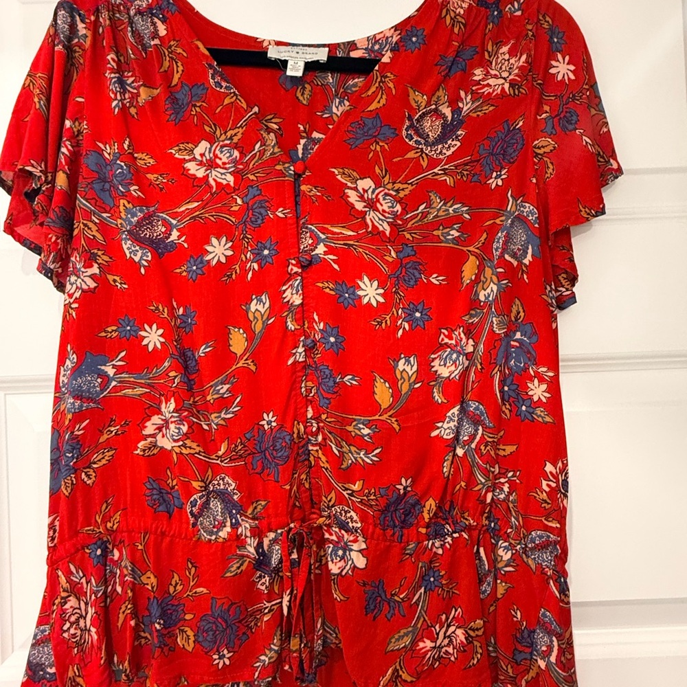 Lucky Brand Red Floral Blouse